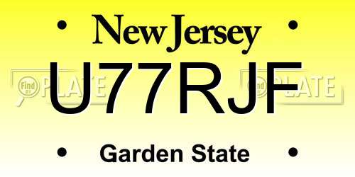 U77RJF New Jersey License Plate