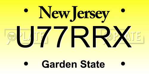 U77RRX New Jersey License Plate
