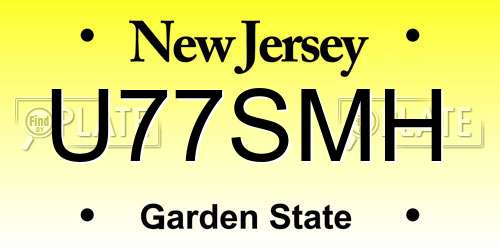 U77SMH New Jersey License Plate