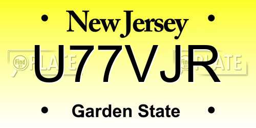 U77VJR New Jersey License Plate