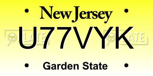 U77VYK New Jersey License Plate