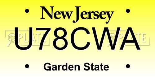 U78CWA New Jersey License Plate