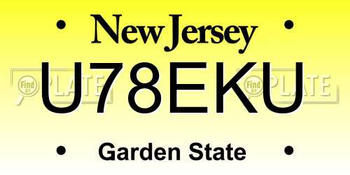 U78EKU New Jersey License Plate