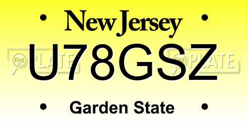 U78GSZ New Jersey License Plate