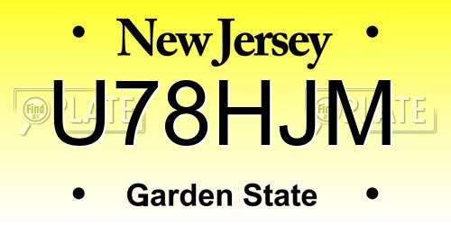 U78HJM New Jersey License Plate