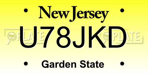 U78JKD New Jersey License Plate