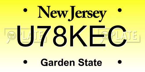 U78KEC New Jersey License Plate