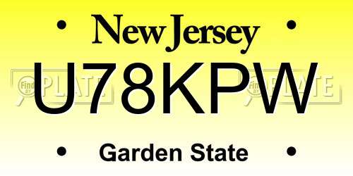 U78KPW New Jersey License Plate