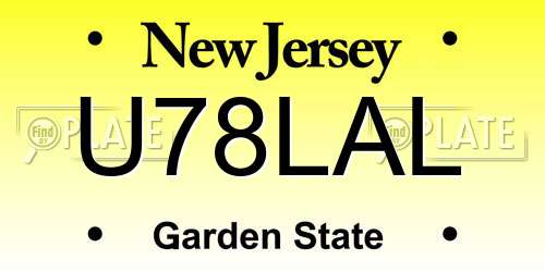 U78LAL New Jersey License Plate