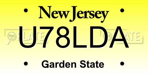 U78LDA New Jersey License Plate