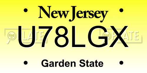 U78LGX New Jersey License Plate