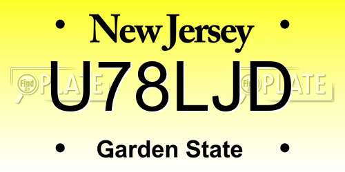 U78LJD New Jersey License Plate