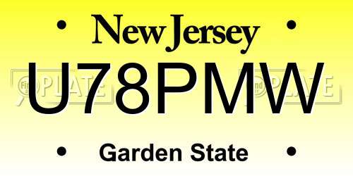 U78PMW New Jersey License Plate