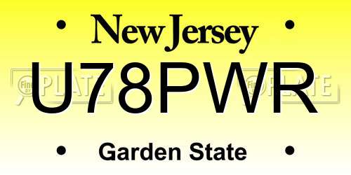 U78PWR New Jersey License Plate