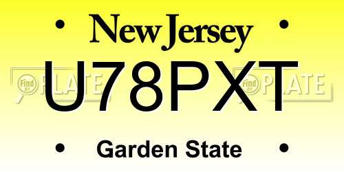 U78PXT New Jersey License Plate