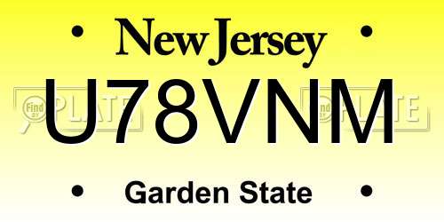 U78VNM New Jersey License Plate