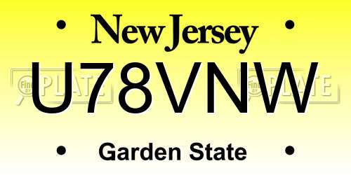 U78VNW New Jersey License Plate