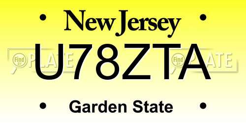 U78ZTA New Jersey License Plate