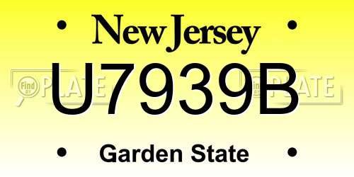 U7939B New Jersey License Plate