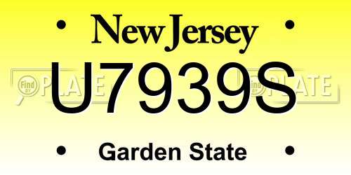 U7939S New Jersey License Plate