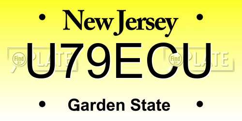 U79ECU New Jersey License Plate
