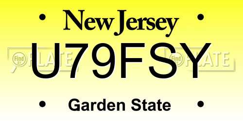 U79FSY New Jersey License Plate