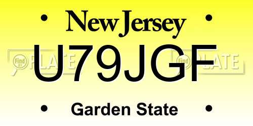 U79JGF New Jersey License Plate