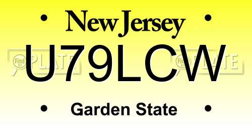 U79LCW New Jersey License Plate