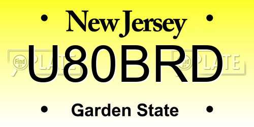 U80BRD New Jersey License Plate