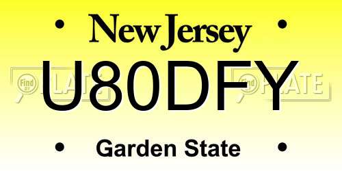 U80DFY New Jersey License Plate
