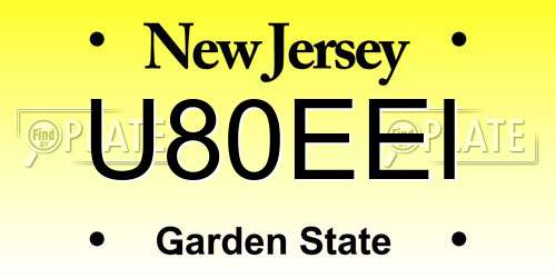 U80EEI New Jersey License Plate