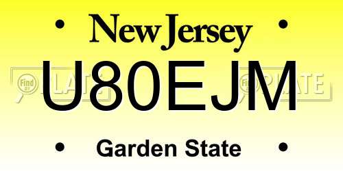 U80EJM New Jersey License Plate