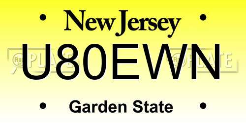 U80EWN New Jersey License Plate