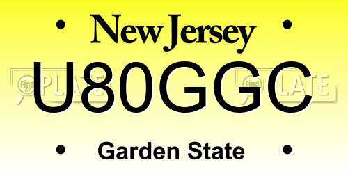 U80GGC New Jersey License Plate