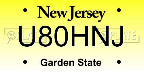 U80HNJ New Jersey License Plate