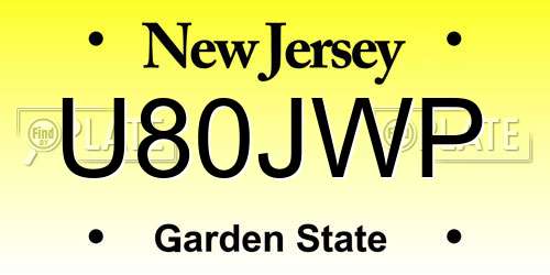 U80JWP New Jersey License Plate