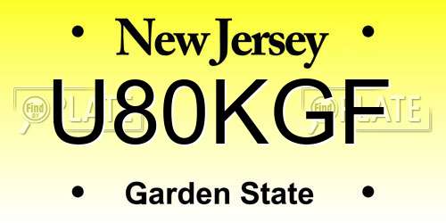 U80KGF New Jersey License Plate