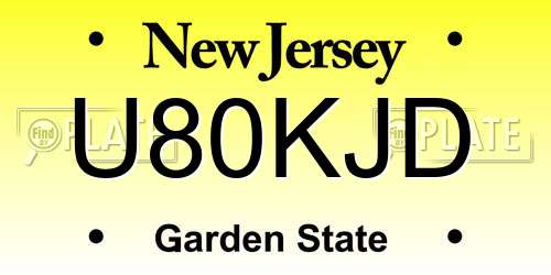 U80KJD New Jersey License Plate