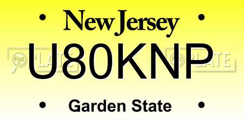 U80KNP New Jersey License Plate
