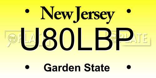 U80LBP New Jersey License Plate
