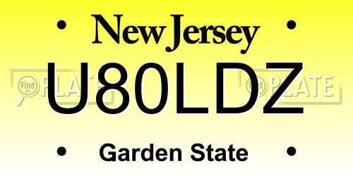 U80LDZ New Jersey License Plate