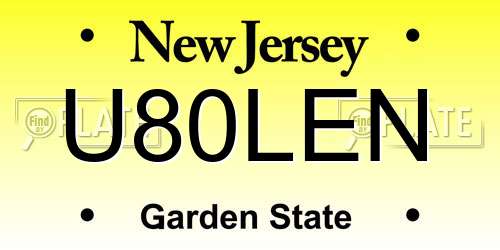 U80LEN New Jersey License Plate