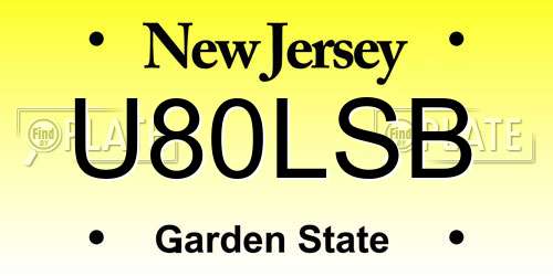U80LSB New Jersey License Plate