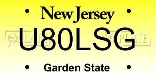 U80LSG New Jersey License Plate