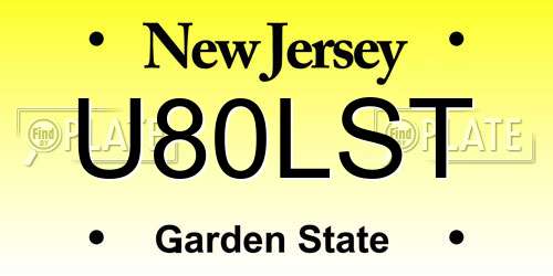 U80LST New Jersey License Plate