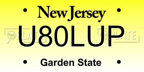 U80LUP New Jersey License Plate