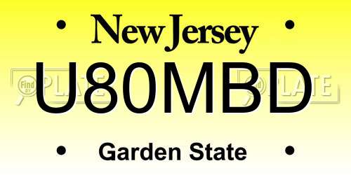 U80MBD New Jersey License Plate