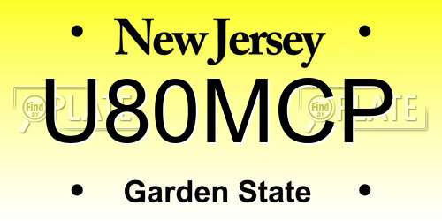 U80MCP New Jersey License Plate