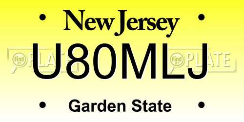 U80MLJ New Jersey License Plate