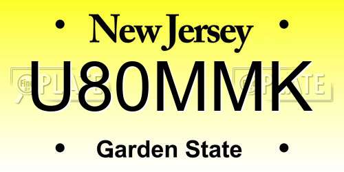 U80MMK New Jersey License Plate